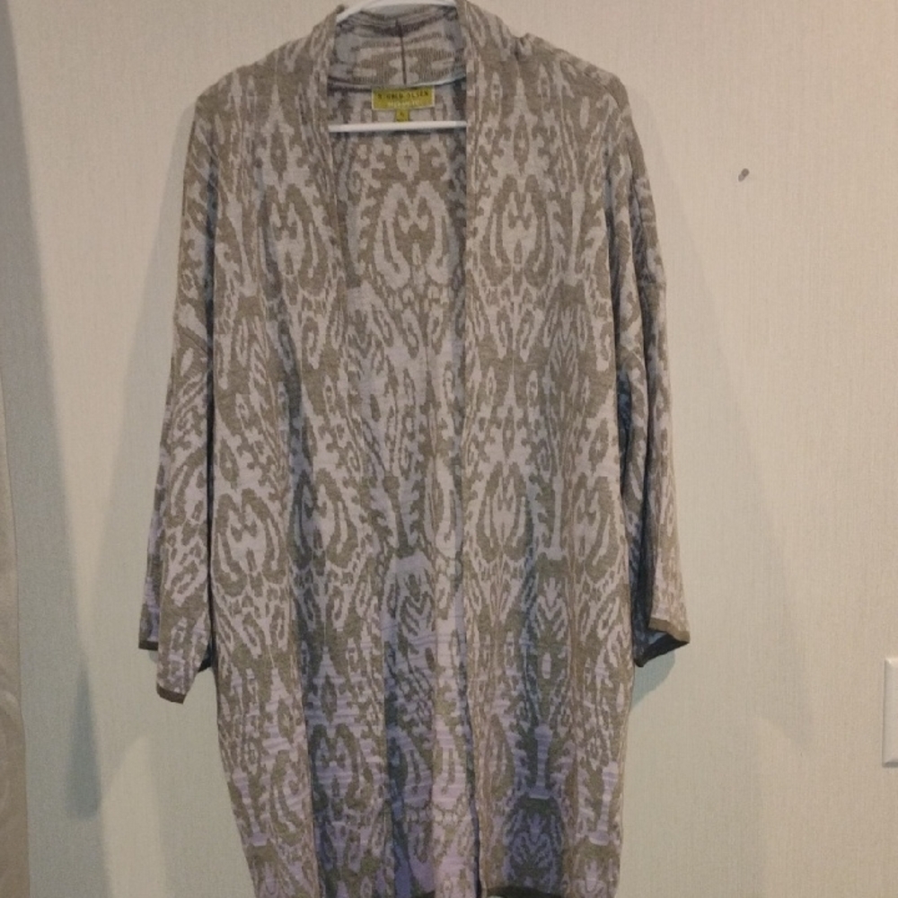 Sigrid Olsen Gray and Cream Knit Cardigan